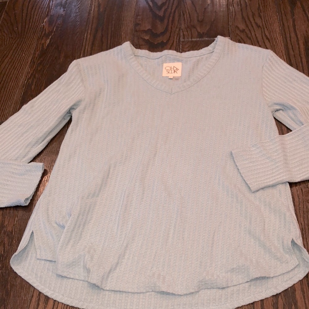 Chaser green waffle knit top size large longsleeve